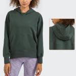 Simple Yoga Casual Loose Drop Shoulder Pullover Hooded Sweater Women