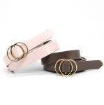 Women'S Fashion Leather Skinny Belts Hollow Ring Oval Shape Buckle
