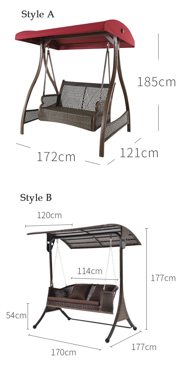 Outdoor Furniture Metal Frame PE Rattan Hanging Swing Chair for Courtyard Garden Beach