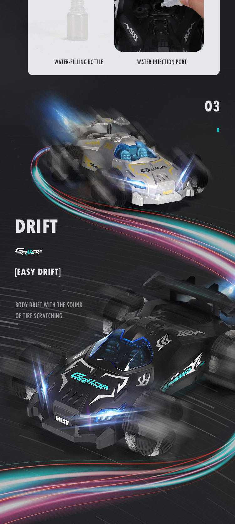 Other RC Drift Racing Stunt Spray Remote Control Car Simulation Model Car Children's Off-Road Electric Toy Car