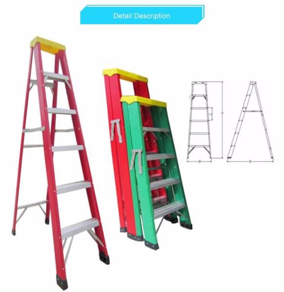 Safety Insulated Fiberglass Adjustable Ladder / Fiberglass Telescopic Ladder