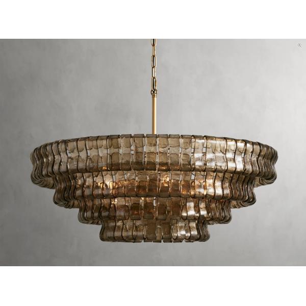 China 36" Smoked Crystal Chandelier Dimmable Multi Layer Chandelier Customized factory