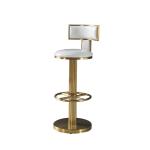Kitchen Vintage Bar Stools With Backrest Golden Metal Round Base