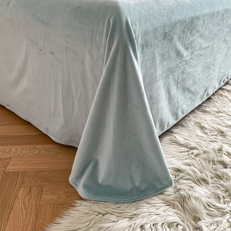 2024 Hot Blue Luxury Shaggy Warm Mink Velvet Crystal Bedding Set for Winter Bed Linen