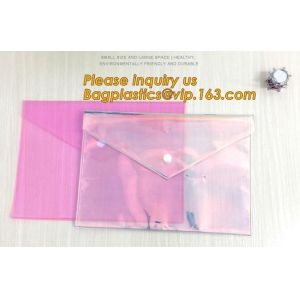 China neon button bag, button envelope,A4 Waterproof PVC PP Document Bag,best quality school use pvc document bag for holder factory