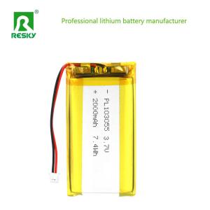 China Rechargeable Lipo Battery 103055 3.7V 2000mAh 7.4wh Power Solar Lithium Ion Battery Cell factory