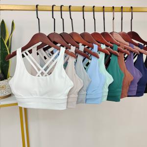 China 10 colors High Quality Nude V neck Girl Sports Bra Gym workout Fitness Clothing factory