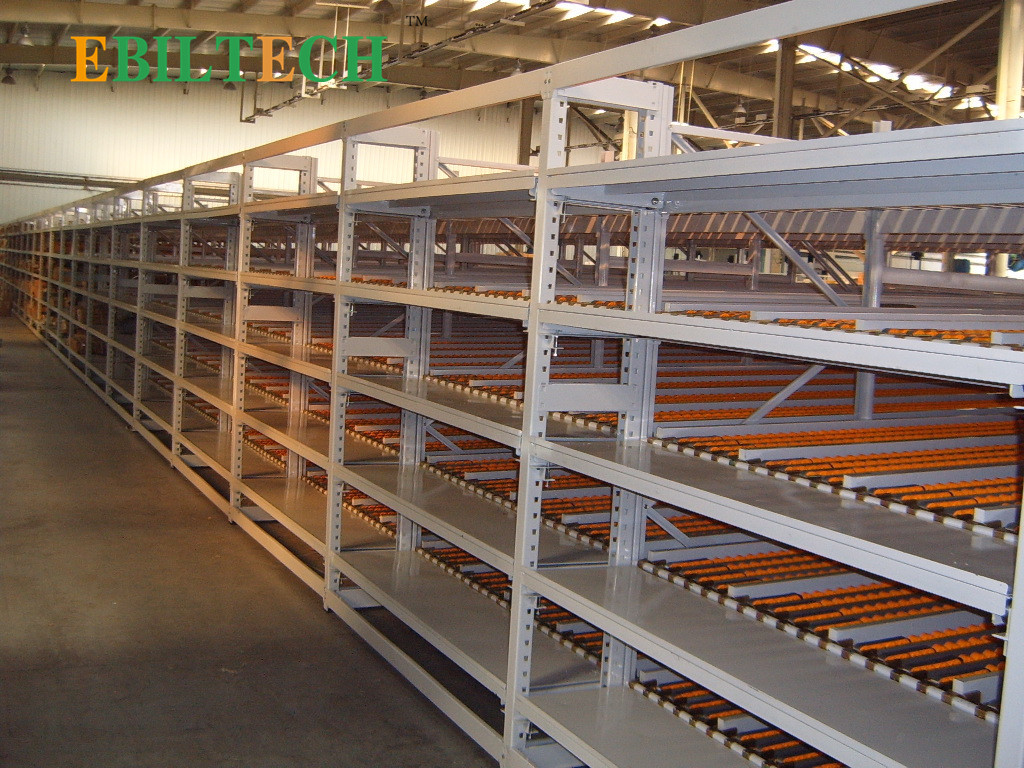 Commercial Metal Carton Flow Rack Pick Systems , Carton Storage Rack by Wheel