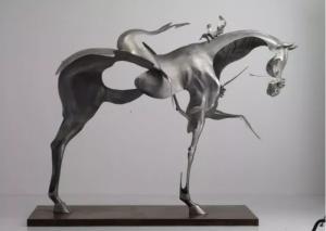 China Life Size Brushed 304/361L Stainless Steel Horse Decor Sculpture factory