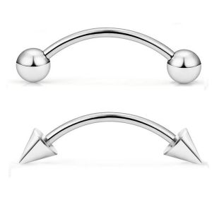 16G Polished Titanium Eyebrow Jewelry Gemmed Rail Eyebrow Clicker