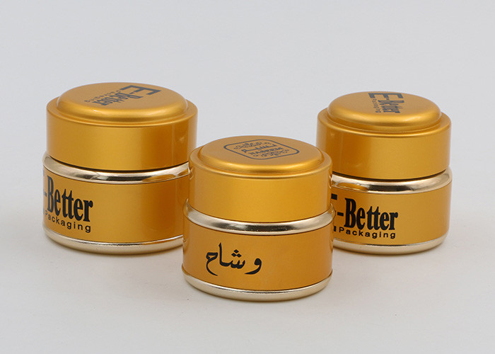 Gold 1 Oz 2 Oz 4 Oz Glass Cosmetic Jars , Makeup Sample Containers Aluminum Cover