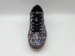 Sky Print Womens Leather Lace Up Casual Shoes Black Slip Resistant