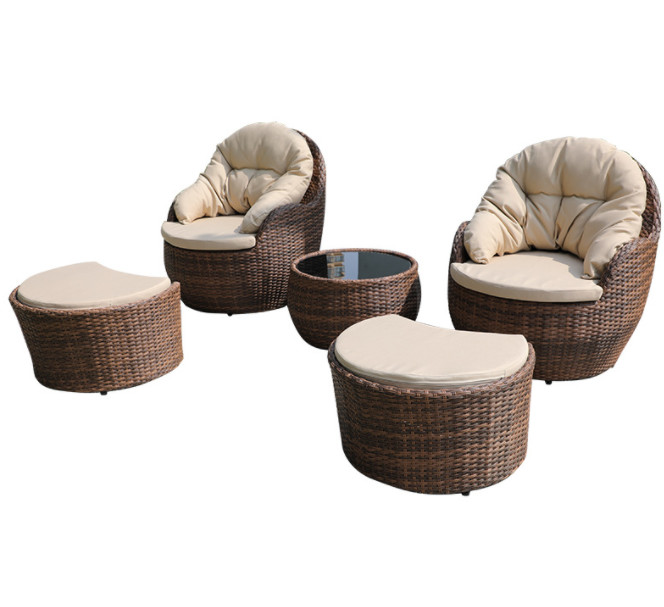 CE BSCI Glass Top Coffee Table Cushions Patio Furniture Sofa Set Furniture Outdoor