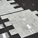 Contemporary Style Rectangular Glass Mosaic Tile For Bathroom AAAA