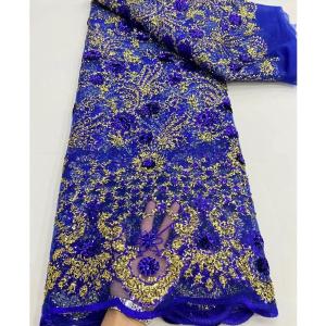 China Nigerian Wedding Party Dress African Sequin Lace Fabric Multi Color Net Embroidery Tulle factory