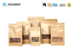 China Snack Flexible Zipper 150mic Square Bottom Kraft Paper Pouch factory