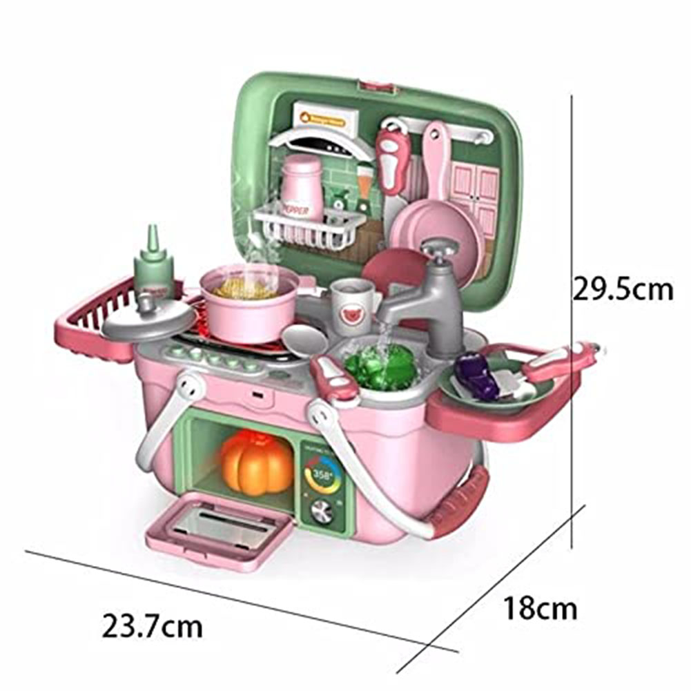 Kitchen Set Toy Preschool Toy for Girls Boys Pretend Play Cooking Utensils Cutlery Food Shopping Basket Learning Gift