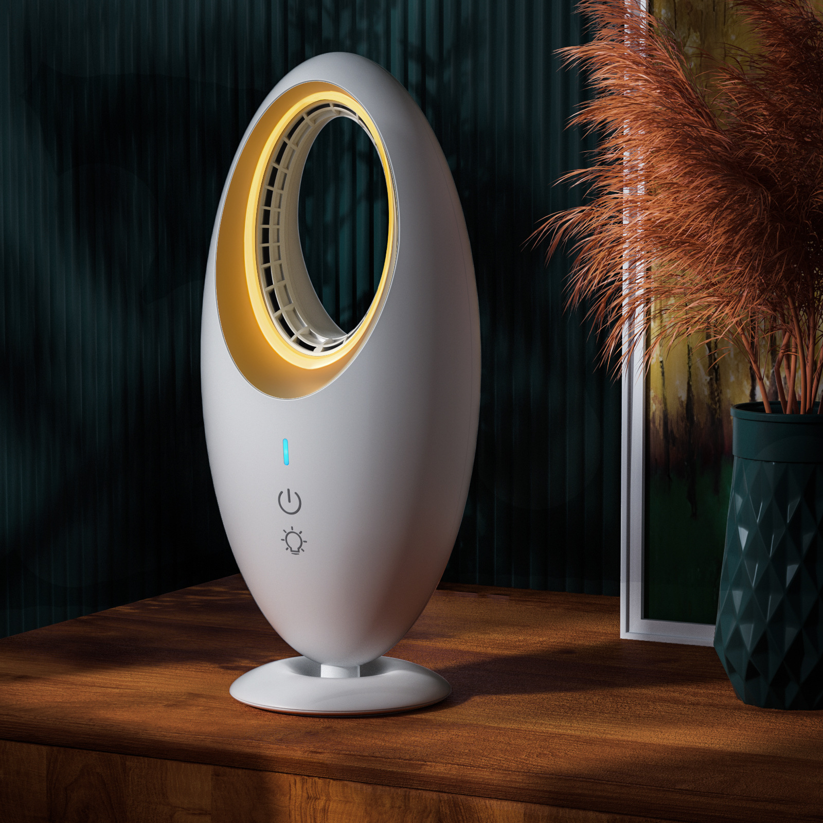 English Operating Language Mini USB Charging Desktop Night Light Fan with 4000mAh Battery
