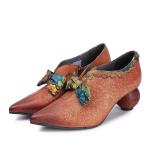 S157 Factory retro art handmade leather pointed high heels fashion wild autumn