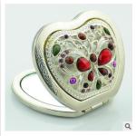 New creative customed diamond logo gold apple luxury pocket makeup mirror