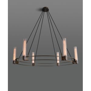 China Solid Brass Pastis Circular Chandelier 2228 48 Diameter X 60 OAH Reeded Borosilicate Glass on sale