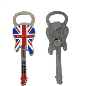 China Custom Promotion LONDON Tourism Souvenir Gift Guitar Shape Metal Fridge Magnet Beer Bottle Opener, Embossed Logo factory