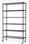 Six Tier Height Adjustable Utility Steel Wire Unit In Supermarket / Black Shelf