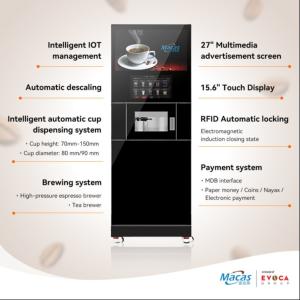 China 300pcs Cup 80mm/90mm Smart Bean Coffee Vending Machine With Bean Grinder factory