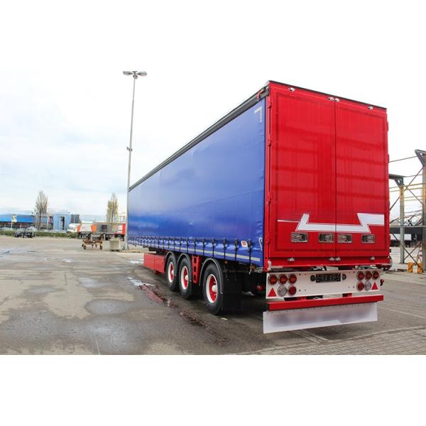 11R22.5 Tire 3 Axle PVC Curtain Side Shipping Container Shandong 40ft Van Box Semi Trailer with Standard 28Ton Landing Gear