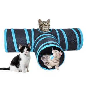 China Portable Collapsible 3 Way Cat Tunnel With Pom Ball factory