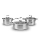 Wholesale Stainless Steel Pot Cookware 201 Set Stock Pots 18/20/26cm Soup Pot