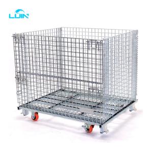 China Heavy Duty Industrial Stackable Wire Mesh Pallet Cage Foldable Steel Mesh Box factory