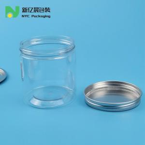 China 90mm Neck Dia 300ml Clear Plastic Jar Pet Food Container With Metal Lid factory