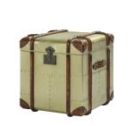 Office Lifted Cover Brass Leather Storage Trunk Full Genuine Leather Handle