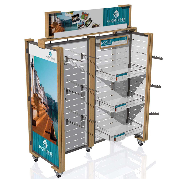 Retail Store Wooden Display Stand Rotating Display Rack Boutique Clothing Racks
