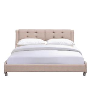 China King Size Upholstered Bed Frame Linen Fabric Comfortable Modern Style factory
