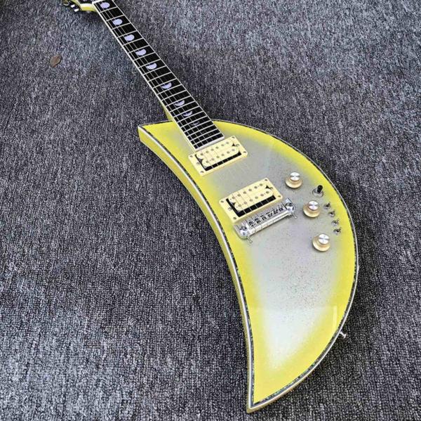 Outlet 6 string electric guitar moon guitar in silver paint rosewood fingerboard