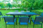 9 Pieces Black Plastic Wood Modern Outdoor Garden Furniture Table Set 8-10