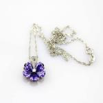 Women Jewelry Purple Cubic Zircon Flower Pendant Necklace (PSJ0223)