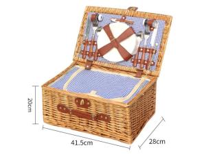 China Fabric Linen Wicker Rattan Storage 4 Person Woven Willow Picnic Basket factory