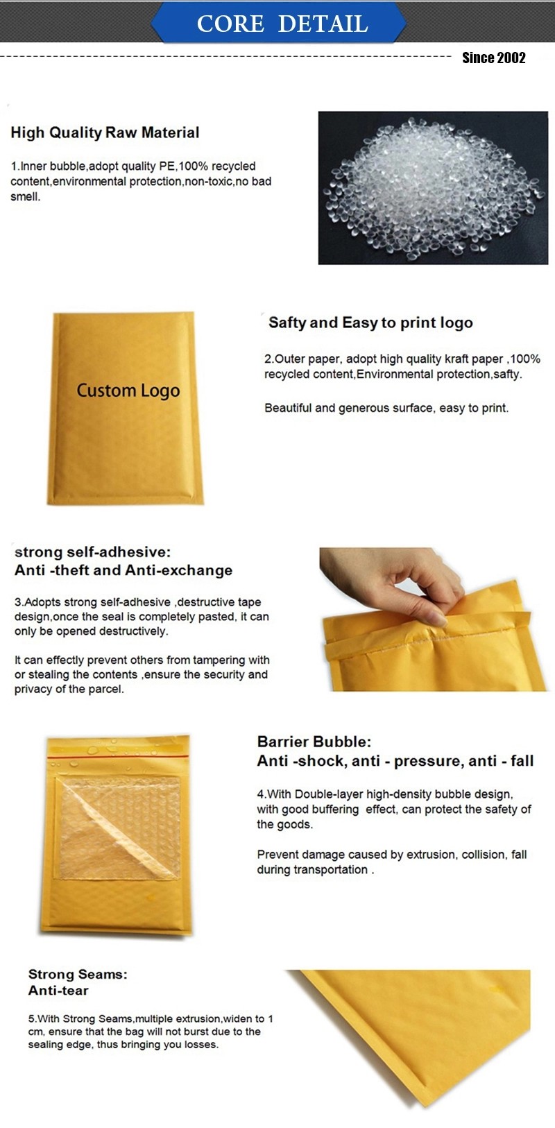 Matt Surface Bubble Wrap Mailing Envelopes Custom Size With Air Bubble Cushioned