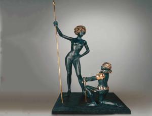 China Handmade Bronze Modern Interior Sculptures Metal Art Painted Abstract Figure factory