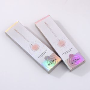 Cosmetic Silver Cardboard Boxes Custom Printed Eyelash Brushes Lipsticks