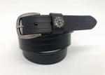 Soft Women Leather Belts With Embossed Line Pattern Brushed Gunmetal Bucklee 2