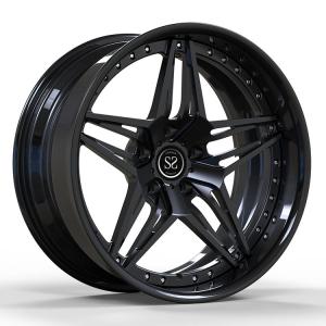 China 5x120.65 Gloss Black 2 Piece Forged Wheels Aluminum Alloy Rims 22 Inches factory