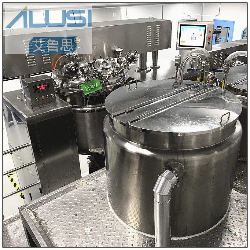 SUS 304/316L Hydraulic Lifting Vacuum Lotion Mixing Equipment Body Cream Making Machine Homogenizer Blending Tank
