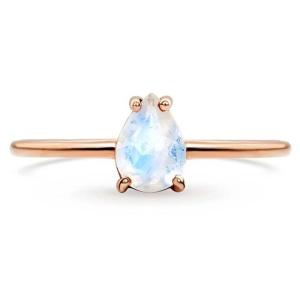 China Pear Cut Dainty Moonstone Ring , 14K Rose Gold Simple Moonstone Ring factory