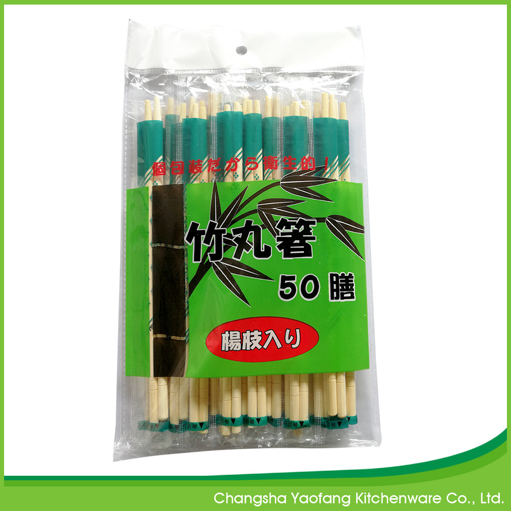 Personalized Round Bamboo Chopsticks 21cm Disposable Full Opp Packing