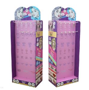 China Cosmetic Corrugated Cardboard Hook Display For Supermarket Lipstick Eyelashes factory