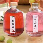 Vertical Stripe Empty Glass Wine Bottles 375ml 500ml Plum Wine Bottle With Corks